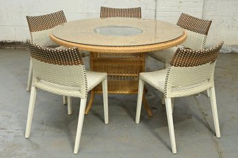 Round Wicker Table With 4 Chairs Set 1