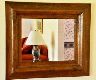 Antique Handmade Oak Wall Mirror