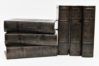 Set Of Faux Leather Bound Storage Books