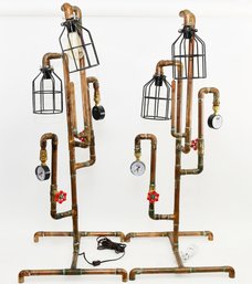 Steampunk Table Lamps Made From Copper Pipes
