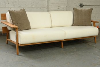 Point Furniture. Natural Teak Sofa With White Cushions