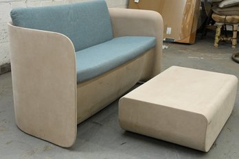 Outdoor Molded Plastic Loveseat And Ottoman