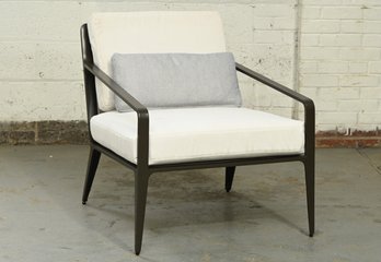 Brown Jordan Still Metal Chair With White Cushion