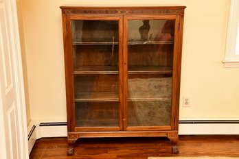 Vintage Ball And Clawfoot Glass Door Book Case