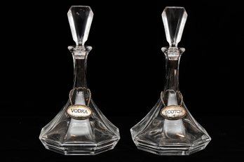 Crystal Decanters With Scotch And Vodka Signs