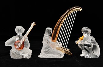 St Louis Crystal Musician Figurines Set Of 3