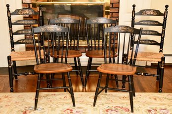 Hitchcock Stencil Painted Dining Chairs Set Of 5