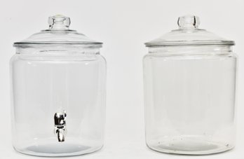 Glass Drink Dispenser With Large Glass Jar