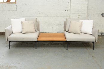 Barlow Tyrie 3 Piece Seating Area With Middle Teak Table And Pillows =