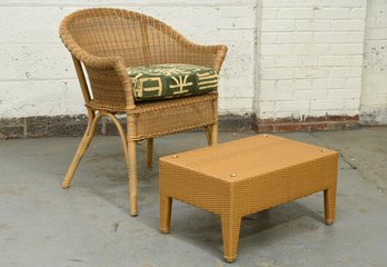 Wicker Chair With Cushion And Ottoman