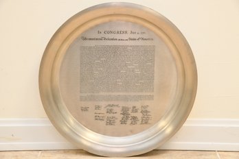 Declaration Of Independence Pewter Plate Wall Hanging