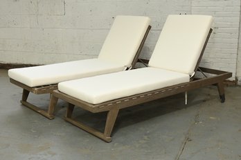 B&B Italia Pickled Teak Lounge Chairs- A Pair