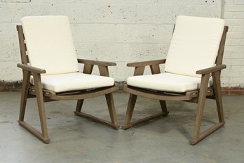 B&B Italia Gio Pickled Teak Side Chairs