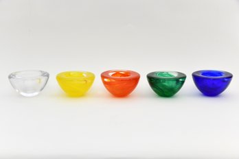 5 Kosta Boda Art Glass Colorful Votives