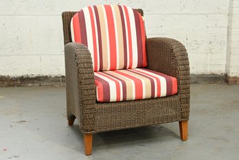 Outdoor All Weather Resin Wicker Lounge Chair With Striped Cushions