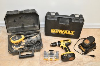DeWalt Drill And Sander With Battery, Charger And Storage Cases