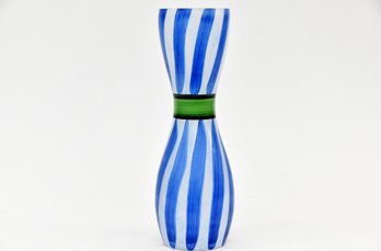 Kosta Boda Blue And White Striped Vase