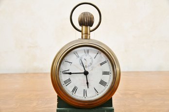 Large Decorative Pocket Watch Clock On Wooden Base