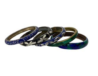 Four Enamel Painted Bangle Bracelets