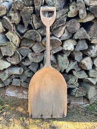 Vintage Wooden Shovel Carved From Single Piece Of Wood