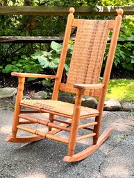 Oak Carolina Rocker Chair With Rattan Webbing
