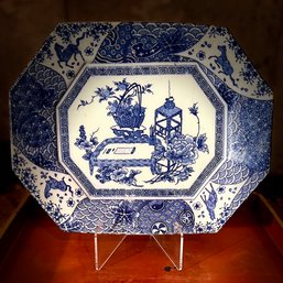 JAPAN - Antique Large Blue And White Rectangular Plate - Japan