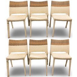 Set Of Six All Weather Basket Weave Side Chairs