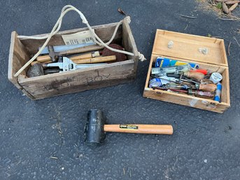 Pair Of Wooden Tool Box Contents Included
