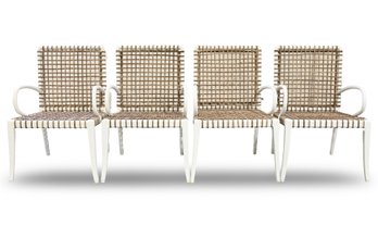 DELTA (5) SYNTHETIC WHITE AND BROWN WICKER ARMCHAIRS
