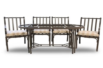 Brown Jordan - TOSCANA OUTDOOR DINING TABLE (MISSING GLASS TOP) W 4 MATCHING ARMCHAIRS
