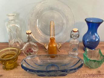 Collection Of Clear & Colored Glass Some Vintage