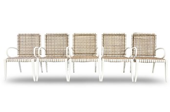 DELTA (4) SYNTHETIC WHITE AND BROWN WICKER ARMCHAIRS