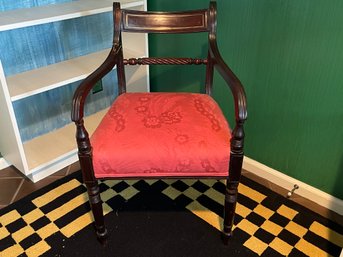 Mahogany Armchair With Red Seat