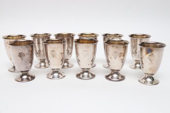 Set Of Silver Plate Footed Cups