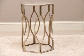 Modern Mirrored Top Hexagonal Side Table