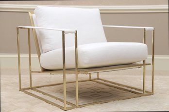Milo Baughman Brushed Brass Sling Chair By Thayer Coggin