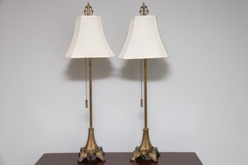 Brass Lamps With Shades 33 Inches Tall