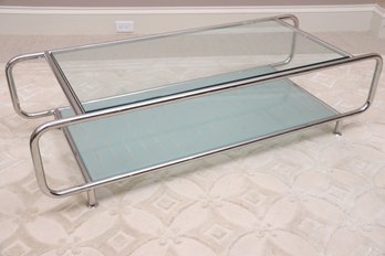 Brueton Glass And Chrome Low Two-Tier Coffee Table