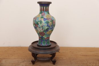 Chinese Cloisonn Vase On Stand