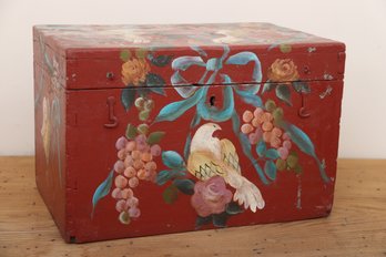 Hand Painted Wooden Box With Bird Motif