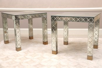Italian Mirrored End Tables From Lorin Marsh