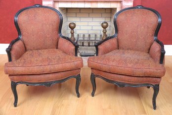 Pair Of Custom Upholstered Bergere Chairs