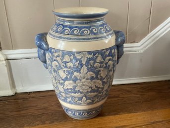 Dual Handle Blue And White Vase