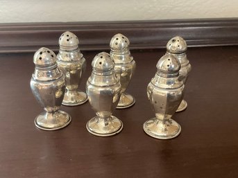 Six Vintage Small Silver Salt And Pepper Shakers