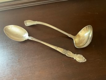 Vintage Sterling Silver Serving Spoon And Ladle
