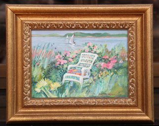 Chair By The Water Canvas Painting