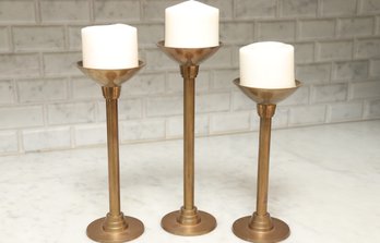 Trio Ofsolid  Brass Candle Sticks