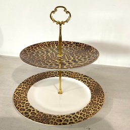 Decor Lane Leopard Two Tier Plate Stand