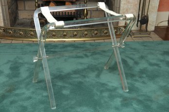 Lucite Luggage Rack With Leather