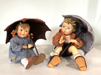 Pair Of Vintage Hummel Goebel Umbrella Boy And Girl Doll